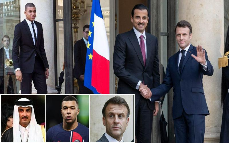 Kylian Mbappe Meeting President Macron Emir of Qatar and PSG President at Elysee Palace